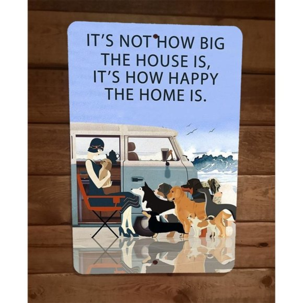 Its How Happy The Home Is Dogs 8x12 Metal Wall Sign‎ Animal Poster